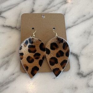 Leather Leopard Print Earrings